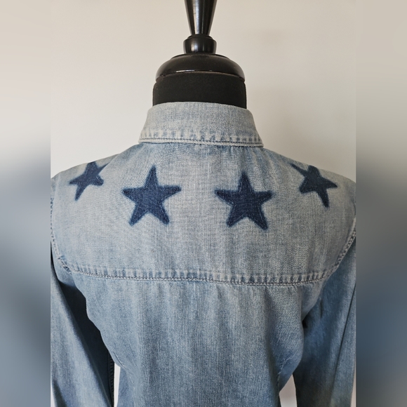 $1,130 GIVENCHY Stars Denim Button-Up 42 (IT) 8 (US) Medium - Picture 8 of 12